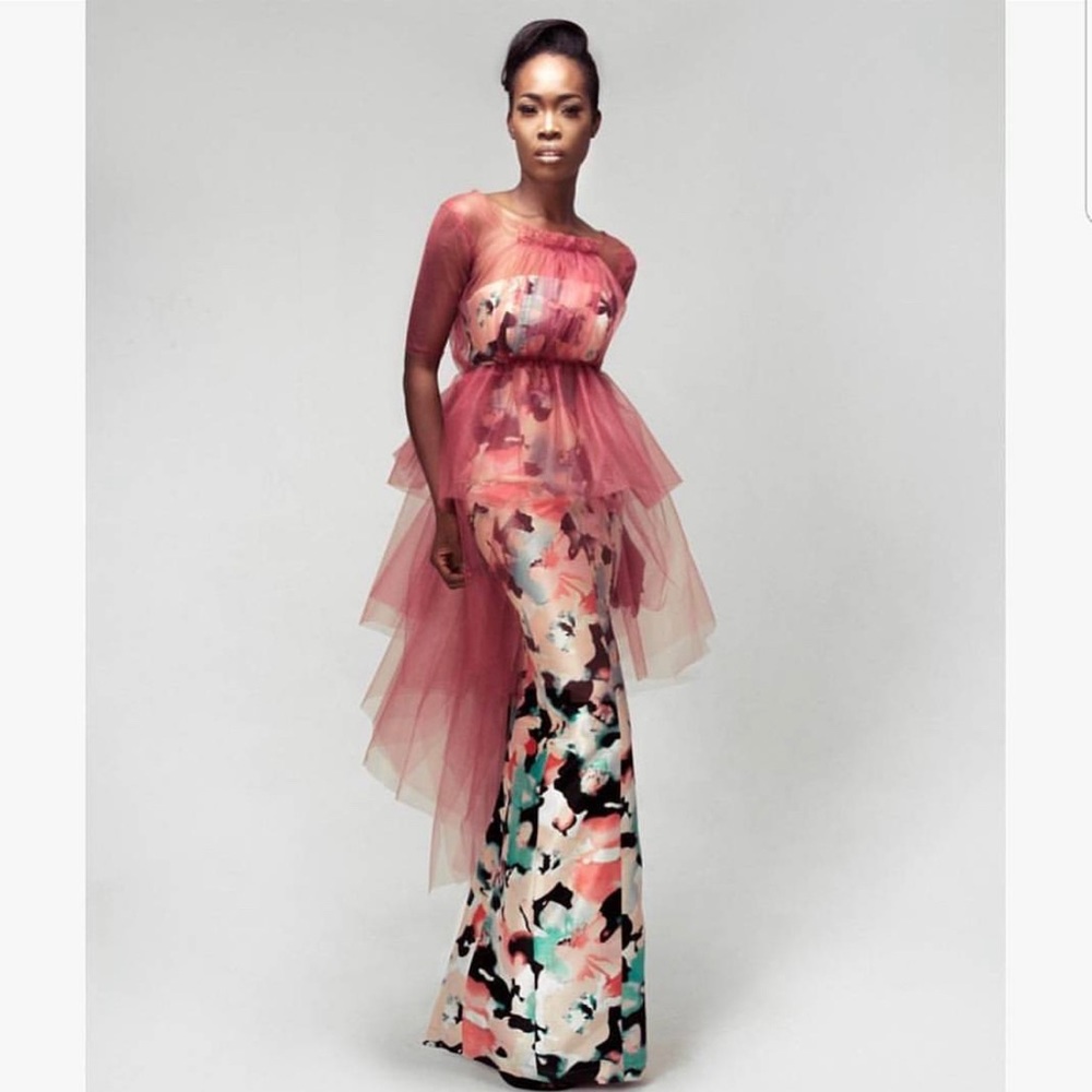 Beautiful custom made tulle floral dress.-Prom/Evening gown